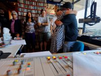 WUMD station manager  Jennifer Mulcare-Sullivan and reggae DJ Jah Soldier, embrace after WUMD broacasts over the air for the last time and transitions to online only. The University of Massachusetts Dartmouth radio station, WUMD, stopped broadcasting over the airwaves after 42 continuous years.   It will now continue to broadcast strictly over the internet at www.umd.rocks   [ PETER PEREIRA/THE STANDARD-TIMES/SCMG ]